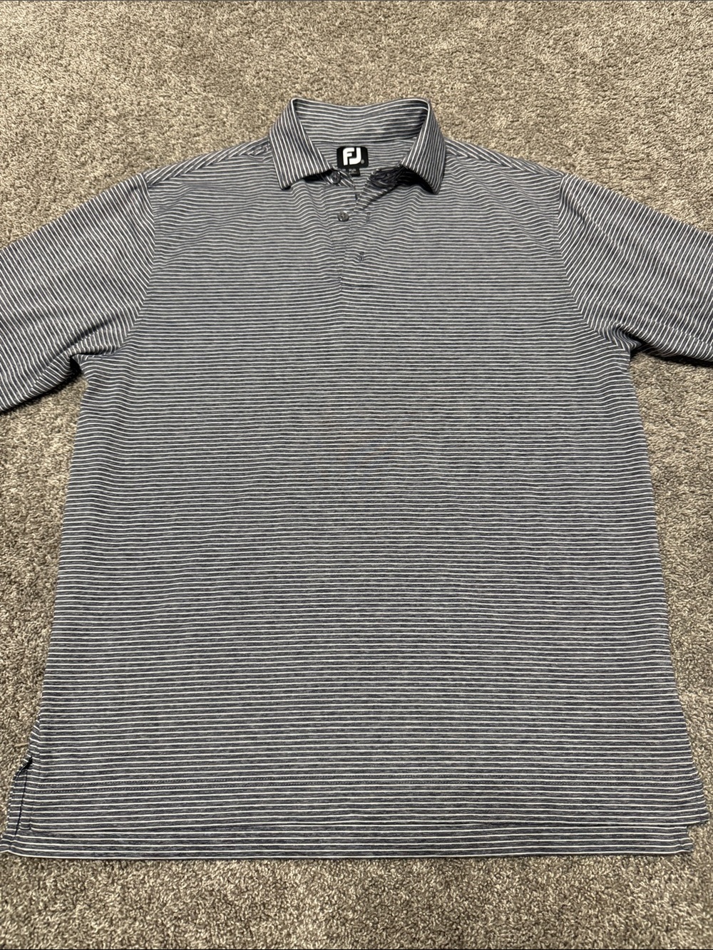 FootJoy Men’s Navy and White Micro-Striped Polo